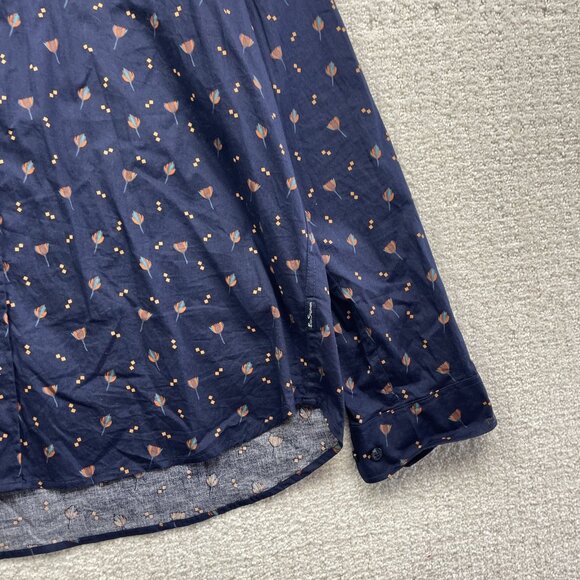 Ben Sherman Men’s XL Stretch Floral AOP Button Up Shirt Long Sleeve Dark Blue - Picture 4 of 13